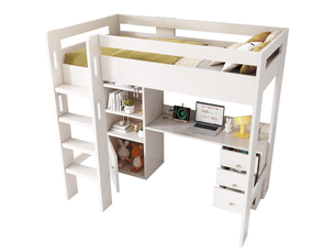 Lit mezzanine 90x200 cm <strong>REDOM</strong> <strong></strong> coloris blanc