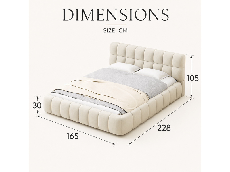 Lit double rembourré 160x200 cm, lit bubble avec sommier à lattes et tête de lits capitonne , lit double 2 personnes,lit queen avec un design unique,cadre de lit pour adulte adolescents, sans matelas, lin, beige, structure de li… - Conforama E