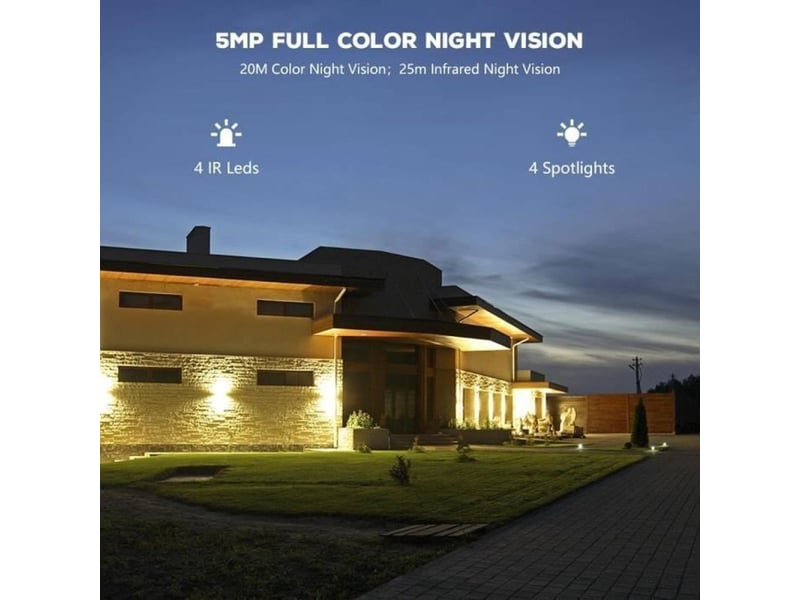 Caméra de surveillance wifi extérieur 5mp zoom optique 5x vision nocturne couleur  - Conforama C