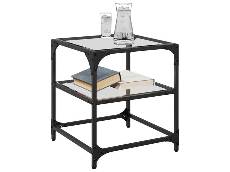  Table basse | table d'appoint salon avec dessus en verre transparent 40x40x45 cm acier  - Conforama C