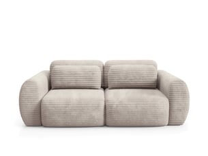 Canapé droit convertible   4 places Tissu beige avec coffre de rangement