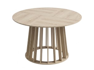 Table à manger ronde pour 4 à 6 personnes,  120 x 75 cm, bois naturel, table de cuisine avec piétement à lattes robuste