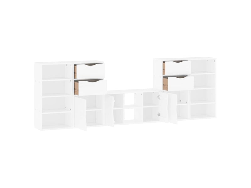  Meubles tv - banc tv - meuble de rangement 5 pcs avec rangement odda blanc bois de pin massif  - Conforama E