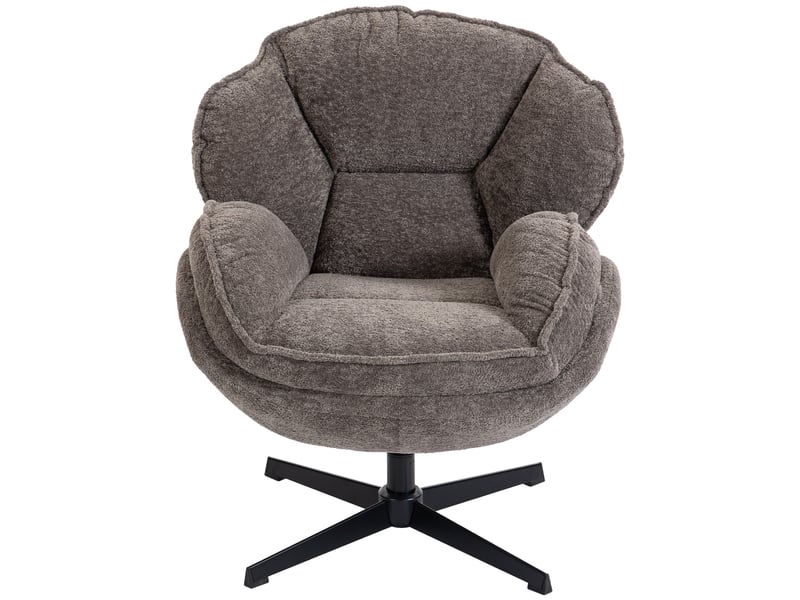  Fauteuil pivotant 360° en velours avec accoudoirs et base 4 branches gris 76x86x88 cm  - Conforama A
