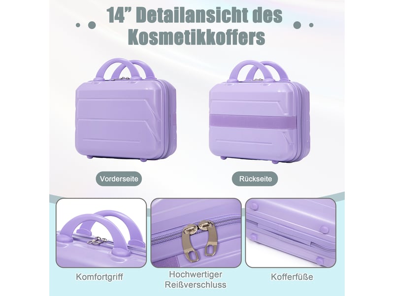  Set de valises rigides,1914 pouces,avec serrure à code,abs,bleu et violet  - Conforama E