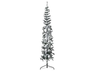 Demi sapin de noël, arbre de noël artificiel mince avec neige floquée 180 cm