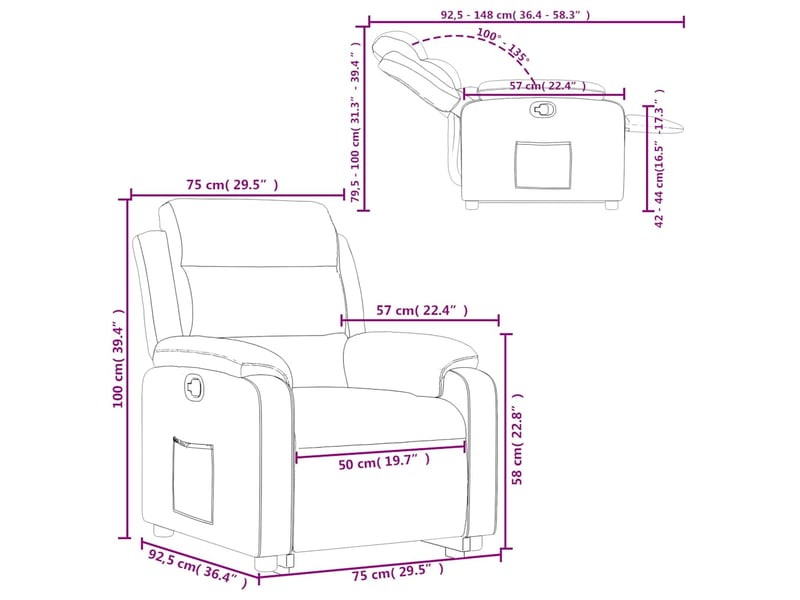  Vidaxl fauteuil inclinable vert clair velours  - Conforama C