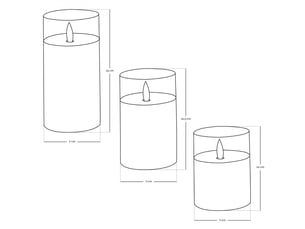 Lot de 3 bougies à led, flamme vacillante, luminosité réglable - minuterie 2, 4, 6, 8h - gris