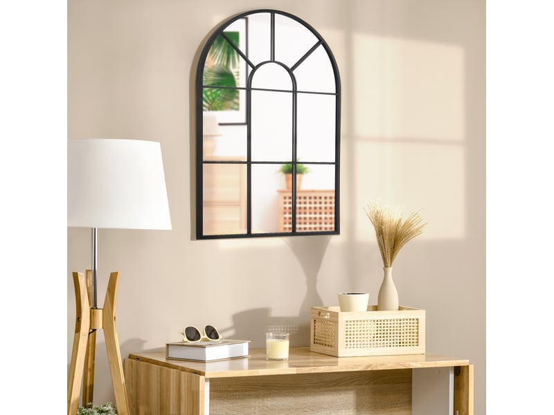  Miroir fenêtre 91x60 cm cadre en métal noir  - Conforama B