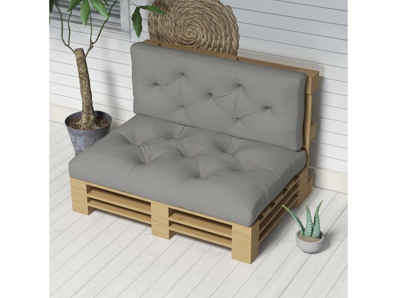 Lot de 2 coussins d’extérieur gris clair capitonnés 120x80 cm - Conforama B