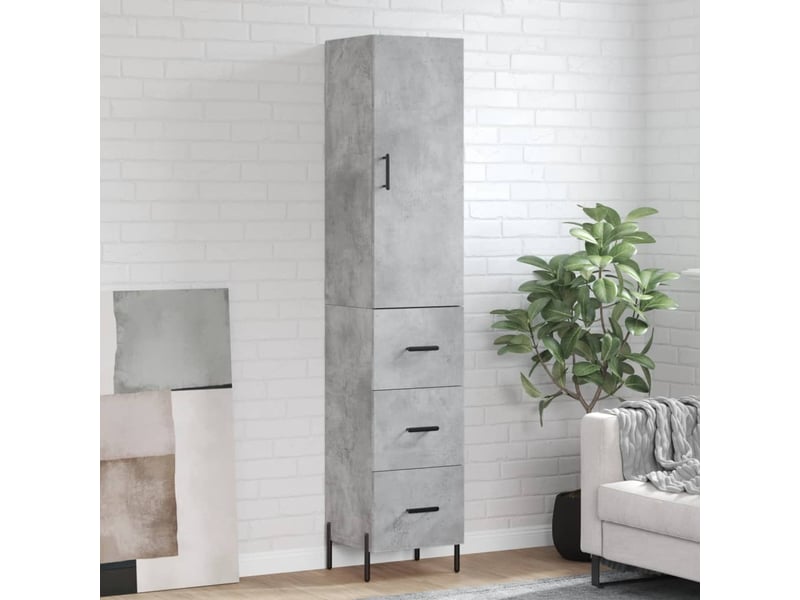  Buffet haut - bahut - meuble de rangement gris béton 34,5x34x180 cm bois d'ingénierie  - Conforama B