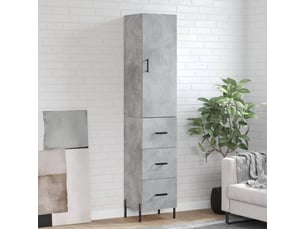 Buffet haut - bahut - meuble de rangement gris béton 34,5x34x180 cm bois d'ingénierie