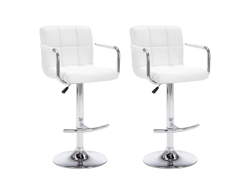  Lot de 2 tabouret de bar, chaise de bar blanc similicuir shl10110  - Conforama A
