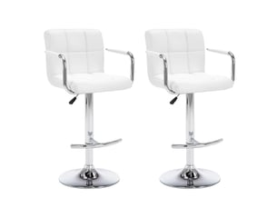 Lot de 2 tabouret de bar, chaise de bar blanc similicuir shl10110