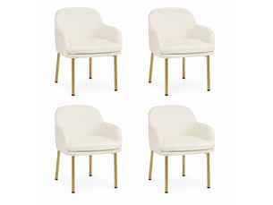 Lot de 4 chaises de salle à manger rembourrées 58,5x62x78 cm blanc et doré