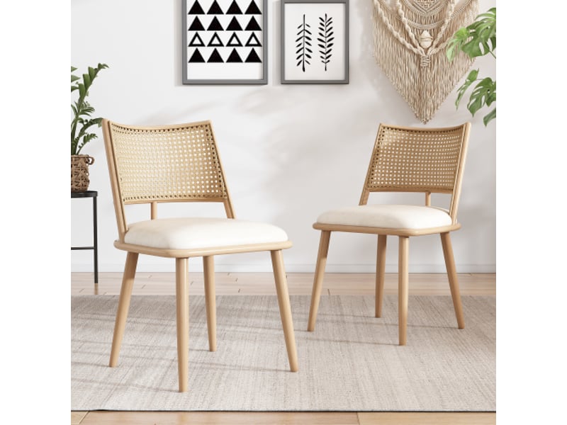  Lot de 4 chaises en rotin coloris naturel chaise naturel - Conforama E