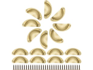 Jeu de 16 poignées vintage en forme de demi-lune, tireurs métalliques en laiton pour portes et tiroirs avec vis