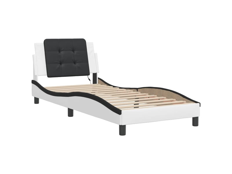  Lit simple- lit adulte -  cadre de lit avec led sans matelas zadar blanc et noir 100x200 cm  - Conforama B