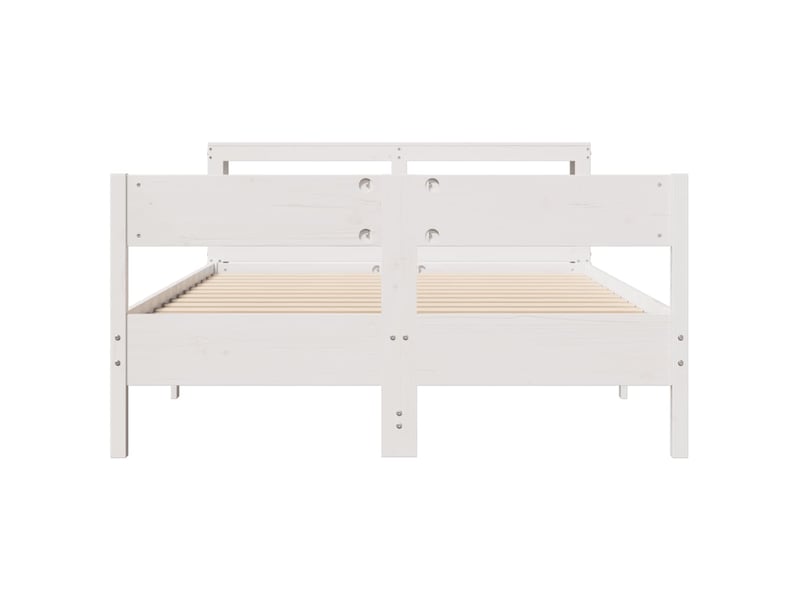  Lit double- lit adulte -  cadre de lit sans matelas blanc 120x190 cm bois de pin massif  - Conforama C