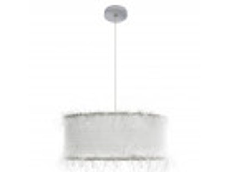  Suspension classique ABRILA Hilos 1 lumière E27 blanche, abat-jour textile Ø50 cm, hauteur réglable 40-100 cm, structure chromée 117595001 - Conforama B