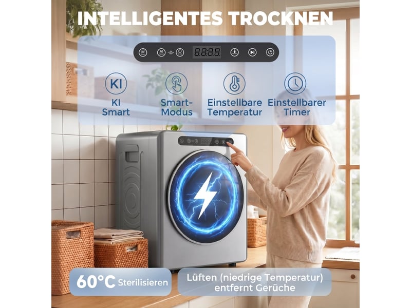 Sèche-linge compact - capacité 5 kg - puissance 1000w - tambour inox - minuterie réglable - modes de séchage variés 49x43x61cm - Conforama D