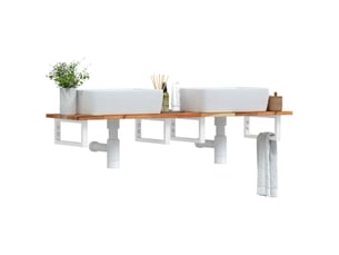 Étagère de vasque | étagère murale acier et bois massif d'acacia shl3421