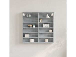 Armoire à vitrine, étagère murale gris béton 60x8,5x58 cm bois d'ingénierie cf40948