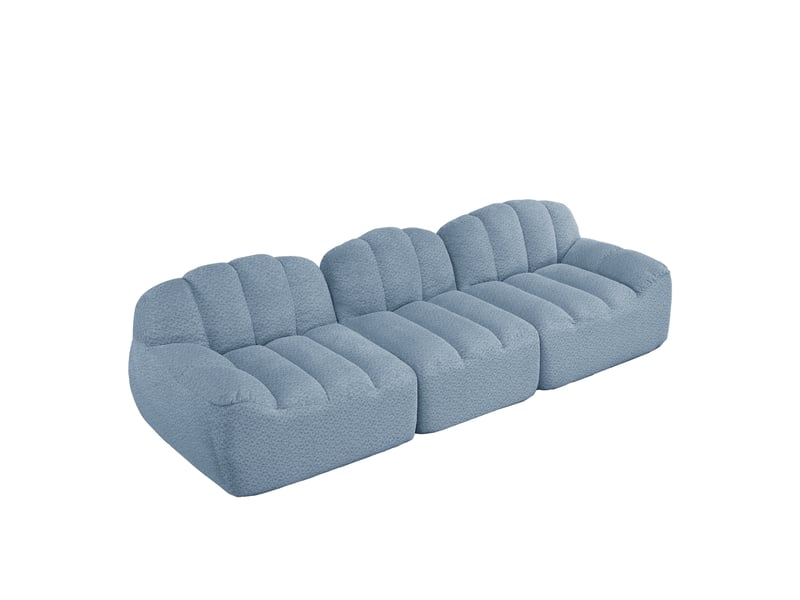 Canapé modulable, canapé 3 places, assise profonde, en tissu, mousse haute densité, bleu - Conforama B