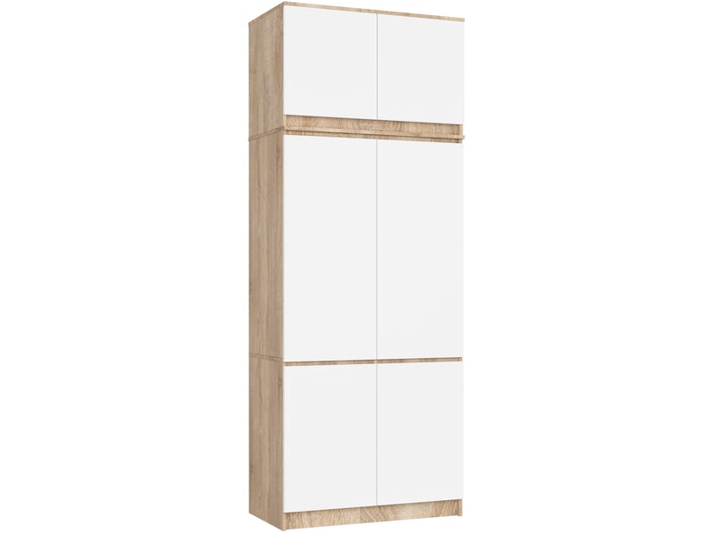 Armoire avec surmeuble s90 chêne sonoma 90 cm 6 portes façade blanche 6 étagères 90x51x235 cm - Conforama A