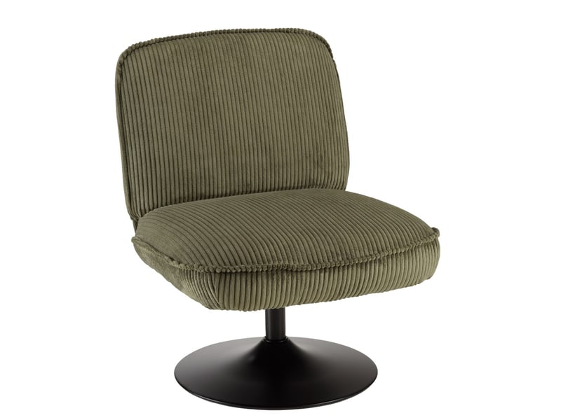 Agathe - fauteuil pivotant en tissu velours côtelé vert  - Conforama A