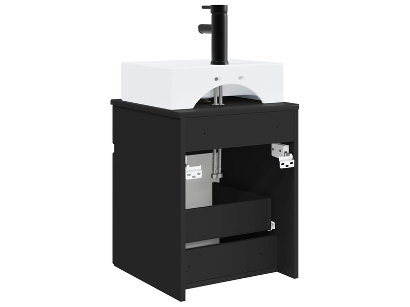  Meuble-sèche avec évier mural noir 39x41x62.5 cm  - Conforama D