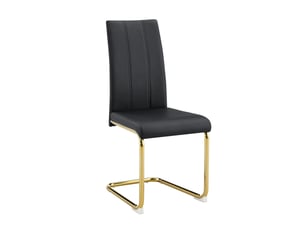 Chaise de salle à manger lot de 2 ergonomique, structure métallique, revêtement en pu noir et doré