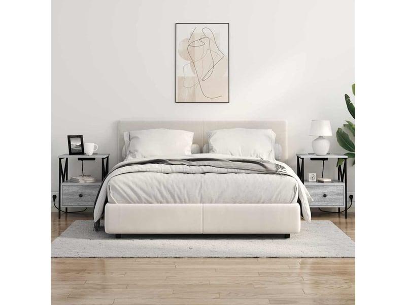  Table de chevet - cabinet de chevet - table de nuit 2 pièces gris sonoma 41,5 x 40,5 x 55 cm  - Conforama C