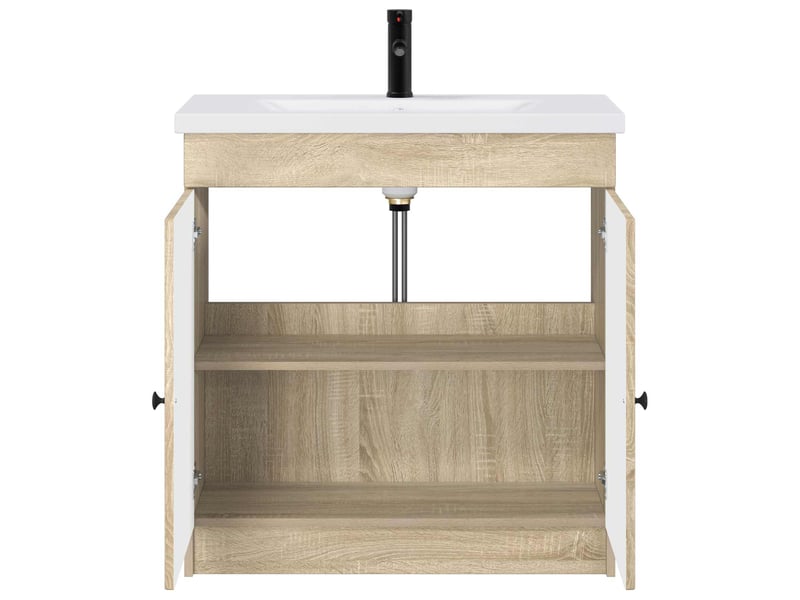 Ensemble de mobilier de salle de bain chêne sonoma shl5812 - Conforama C