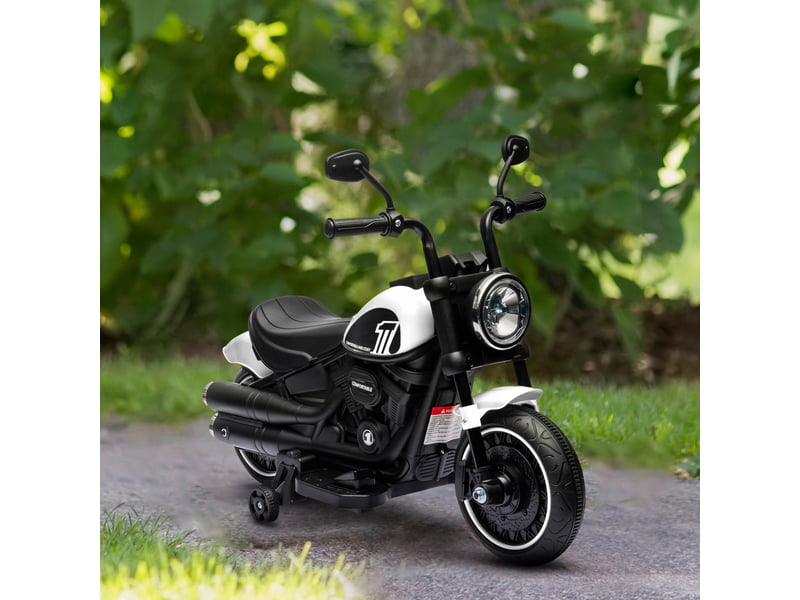  Moto électrique pour enfants de 18 à 36 mois avec roues et phare, 76 x 42 x 57 cm, noir et blanc  - Conforama D