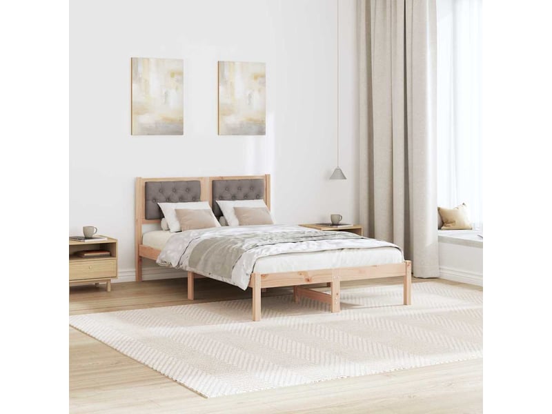 Lit double- lit adulte - cadre de lit avec tête de lit taupe 135 x 190 cm pin massif - Conforama C