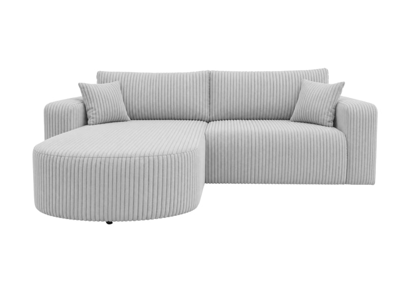  Emma - canapé d'angle convertible gros velours côtelé 4 places gris clair  - Conforama A