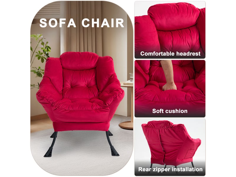  Fauteuil de relaxation en métal rouge brique  - Conforama C