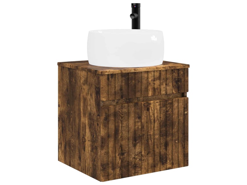 Meuble de lavabo mural, rangement salle de bain chêne fumé 49x44.5x66 cm - Conforama A