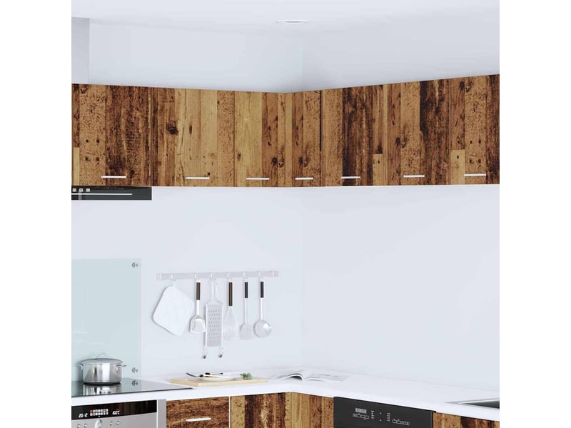 Meuble de rangement cuisine, armoire suspendue bois ancien et blanc 57x57x40cm - Conforama B