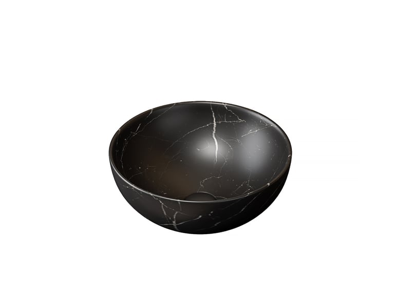  Lavabo à poser sans trou en céramique, surface lisse facile à nettoyer, finition noir mat, pour salle de bain, 36 cm  - Conforama A