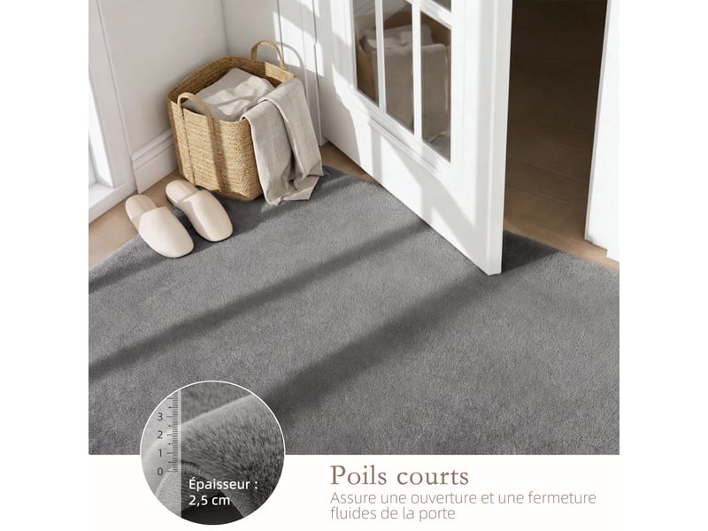  Tapis salon rectangulaire 160 x 120 x 2,5 cm lavable en machine antidérapant doux scandinave en polyester gris clair 21_0003682  - Conforama D