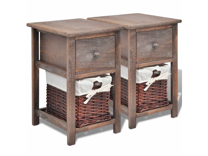  Lot de 2 table de chevet - cabinet de chevet - table de nuit bois marron  - Conforama A