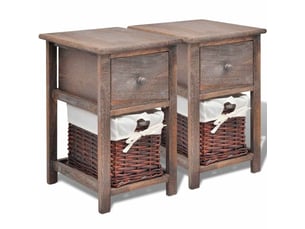 Lot de 2 table de chevet - cabinet de chevet - table de nuit bois marron