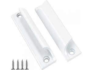 Poignée de porte extérieure de 2 pièces - coulissante, poignée invisible pour meubles d'intérieur, distance entre axes de 90 mm (blanche)