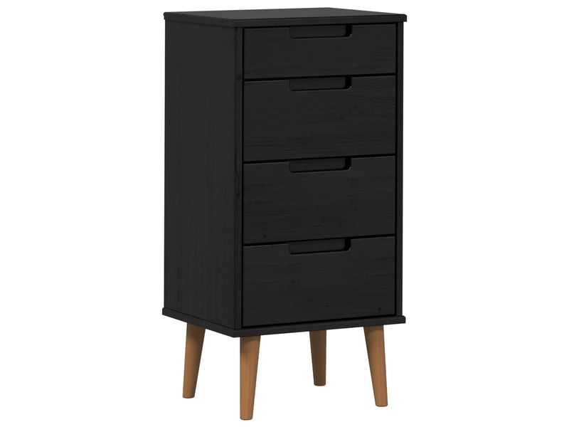  Commode chambre adulte, armoire à tiroirs molde noir 40x35x82 cm bois de pin massif  - Conforama A