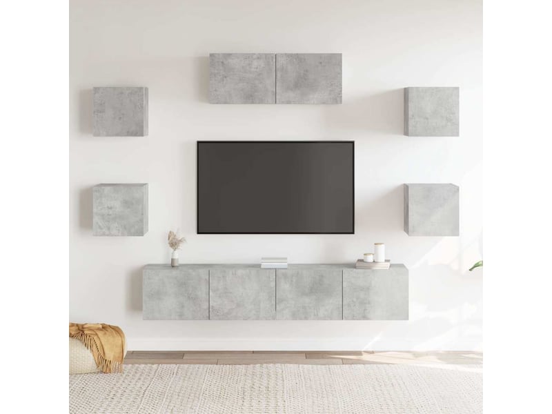  Ensemble de meubles tv 7 pcs gris béton bois d'ingénierie shl85853  - Conforama C
