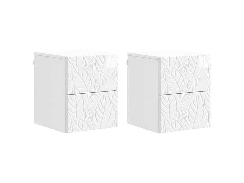  Table de chevet - cabinet de chevet - table de nuit mural 2 pièces blanc brillant  - Conforama A