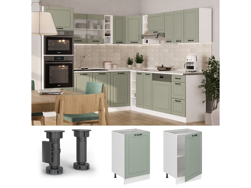 Vicco meuble bas de cuisine, mint campagneblanc, 50cm sans plan de travail - Conforama D