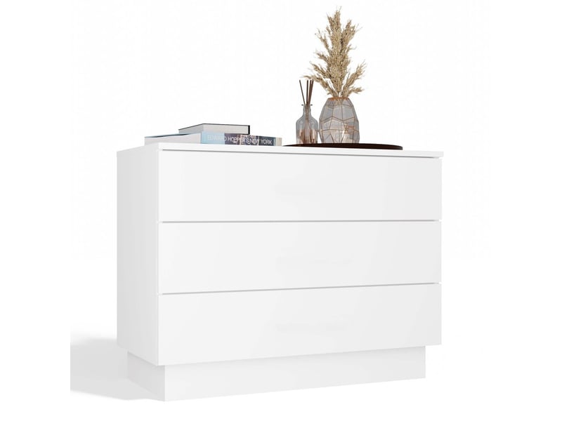  Amber 3s - commode 3 tiroirs - 85x66x40 cm - pour chambre et salon - blanc  - Conforama A
